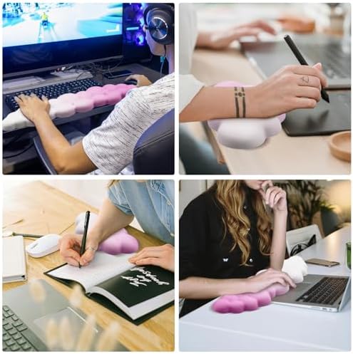 2X Cloud Wrist Rest - Memory Foam Keyboard Palm Rest with Non-Slip Base for Office, Computer, Laptop, Gaming (Purple)