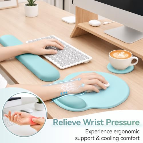 Mouse Pad with Wrist Rest, 2-in-1 Mousepad with Wrist Support Set