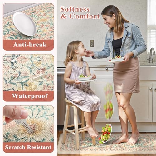 Collive Anti Fatigue Mats for Kitchen Floor Pink Kitchen Rugs, 24''x71''