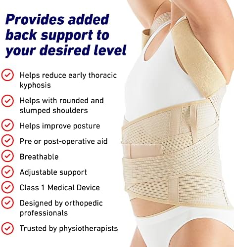 Neo-G Dorsolumbar Support Brace - Back Support For Early Kyphosis, Rounded Shoulders, Posture Correction, Muscular Aches, Lumbar Support - Adjustable - Class 1 Medical Device - Small - Tan