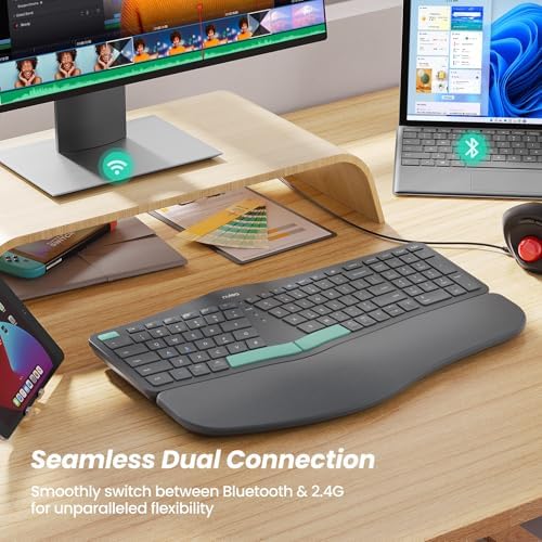 Nulea Ergonomic Split Keyboard Wireless Cushioned Wrist Rest Rechargeable