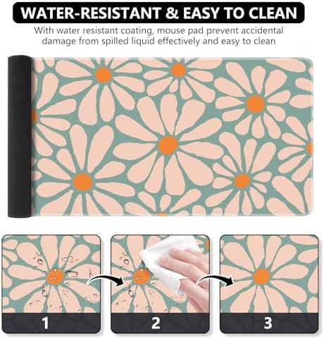 iCasso Desk Mat, Desk Matt for Desktop, Cute Desk Pad Mat, Green Floral