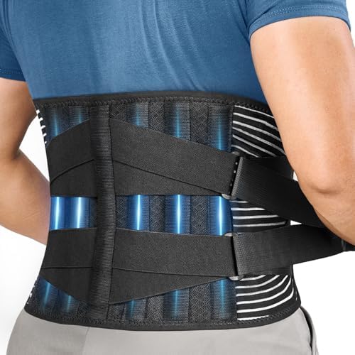 Freetoo Back Braces for Lower Back Pain Relief with 6 Stays, Breathable Back Support Belt for Men/Women for work, Anti-skid lumbar support belt with 16-hole Mesh for sciatica,plus size(XXL)