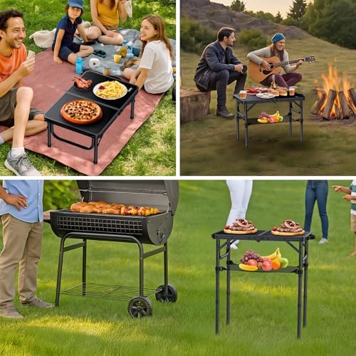 Anbte 2ft Folding Camping Table, 3 Adjustable Heights Small Folding Table