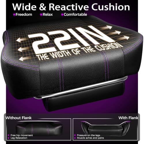 VITESSE Big and Tall Gaming Chair 400lb Weight Capacity with Footrest, Ergonomic Video Game Chair for Adults with Oversized Headrest and Lumbar Pillow, Computer Chair Gaming for Office (Black+Purple)