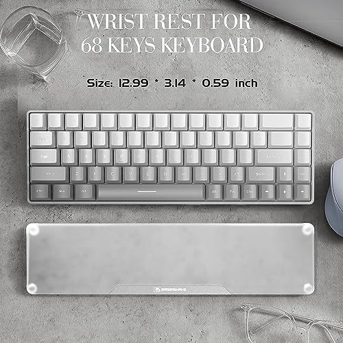 Acrylic Keyboard Wrist Rest Pro- Compact 60% Keyboard- Mechanical Keyboards Ergonomic Palm Rest for Computer Keyboard,Anti-Slip Base,Wrist Pad for Laptop,Office & Home-Easy Typing,Silver