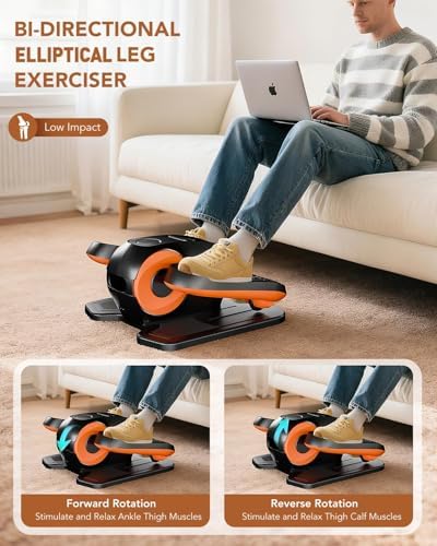 DamKee Under Desk Oval Exercise Machine Electric Oval Leg Exerciser Seen on TV 12 Speed Foot Exerciser for Seniors Portable Mini Seat Pedal Exerciser for Home Office