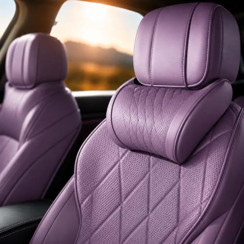 Universal Memory Foam Car Headrest Neck Pillow Adjustable Driving (Purple)