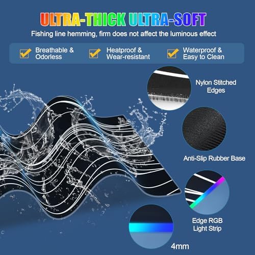 Mouse Pad with Foldable Phone Holder & Wireless Charger, XL RGB Gaming Mousepad 31.5"x11.8" Large Desk Mat for Keyboard, Home Desk Pad with Dual Qi Charging Station | 11 Colors & 5 Modes | Waterproof