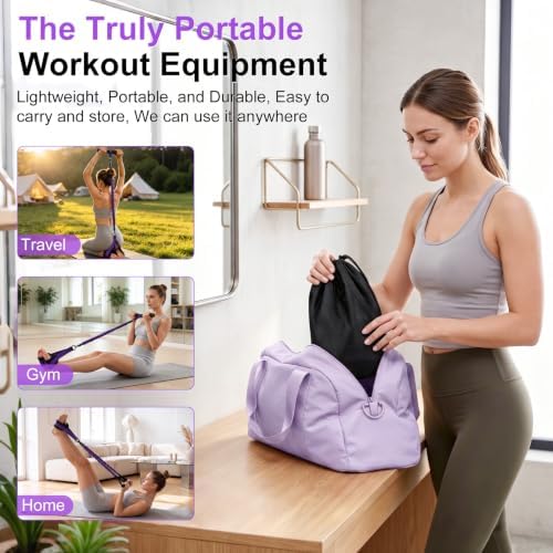 Pedal Resistance Band with Handle, 3 Tube Adjustable Resistance Bands for Arm,Waist, Abdomen,Core,Legs- Sit Up Exercise Equipment for Women