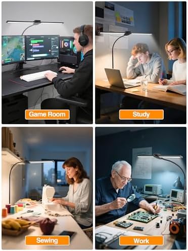 LED Desk Lamp for Home Office,5 Color+9 Brightness Office Desk Lamp,1200Lumen Eye Protection Desk Light,Computer Light with Remote Control & Timer for Office/Monitor/Computer/Study/Puzzle