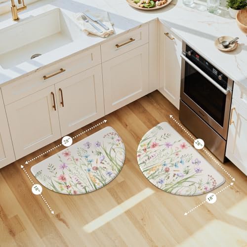 KIMODE Anti Fatigue Kitchen Mats for Floor,Half Moon Kitchen Rugs Sets of 2