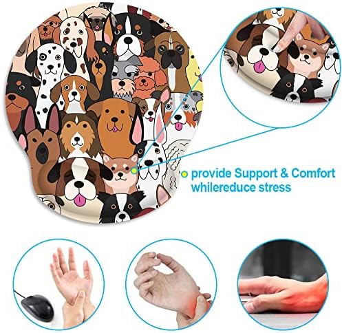 Britimes Ergonomic Mouse Pad with Wrist Support, Dogs Doodle