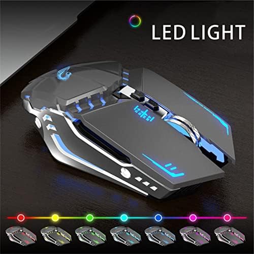 TENMOS T12 Wireless Gaming Mouse, Silent Rechargeable Computer Mice-Grey