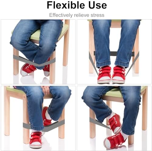 PLULON 15 Pack Chair Bands for Kids with Fidgety Feet Fidget Bands for Classroom Chairs Bands for Students Chairs Desks with Sensory ADHD ADD Autism - Gray