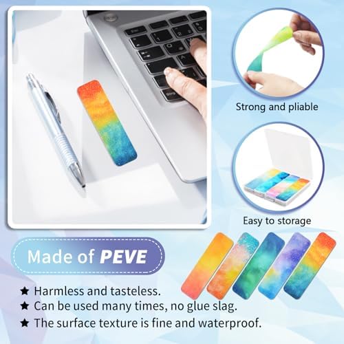 48 Pieces Anxiety Sensory Stickers with Storage Box - Sensory Strips 2 Textured Surface Adhesives Fidget Strips for Office & Classroom Desk Relieve Adult & Teen Stress (Watercolor Style)