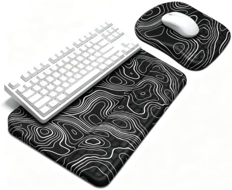 Keyboard Wrist Rest -Ergonomic Keyboard Stand with Wrist Rest- with Carpal Tunnel Pain Relief Massage Bumps and Full Memory Gel Design - Ideal Frequent Computer (Line)