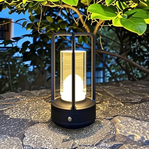 Cordless Table Lamp, 4000mAh Rechargeable Battery-Operated (Black)