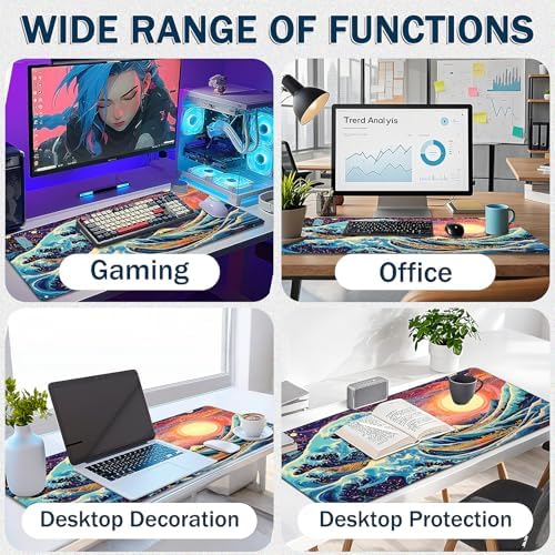 Mouse Pad Gaming - Desk Mat for Keyboard and Mouse - Large Mouse Pad for Desk, Mousepad (35.4" X 15.7") with Non-Slip Base, Desks Pad Mat Office and Home