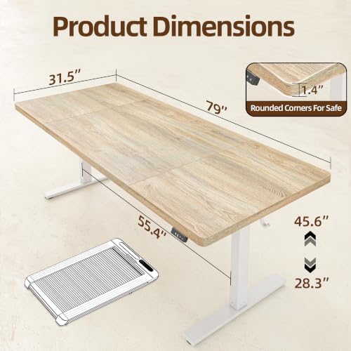 TIQLAB 79 * 32 Large Standing Desk, Conference Room Tables, Maple