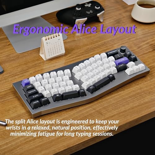 Keychron Q8 Pro Full-Metal Wireless Custom Mechanical Keyboard, 65% Alice Layout Bluetooth/Wired, QMK/VIA, Hot Swappable, 1000 Hz Polling Rate, RGB Backlit for Mac Windows Linux-Grey