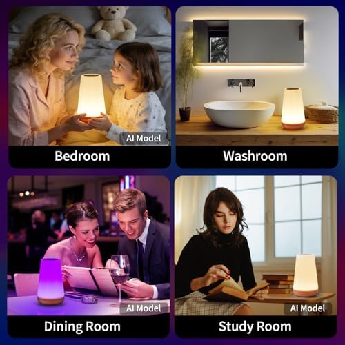 Table Lamp, Touch Bedside Night Light, Remote Control Dimmable Desk Lamp