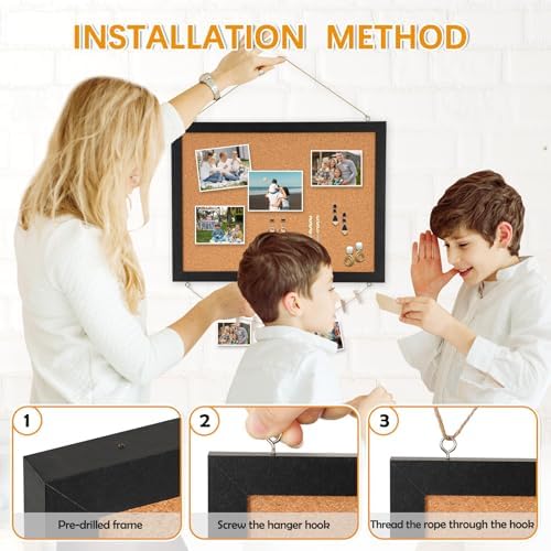 DOLLAR BOSS Double-Sided Black Cork Board, 16"x12" Bulletin Board