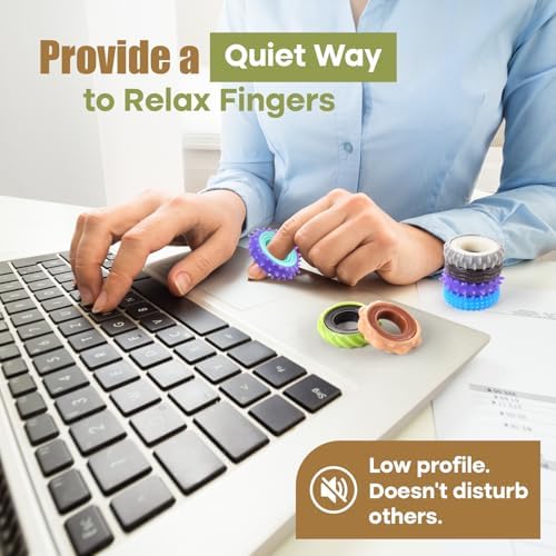 Fidget Toys Adults Sensory Rings: 12 Pack Texture Spinner Rings - Stress Relief Sensory Toys for Kids ADHD - Quiet Desk Fidgets for Classroom Stress Office for Teens Boys