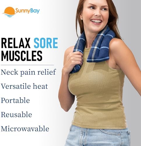 SunnyBay Microwavable Heating Pad, Neck and Shoulder Wrap, 26x4 inch, Ocean