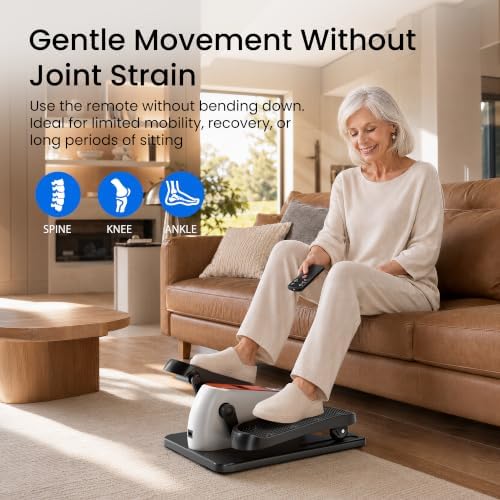 Under Desk Elliptical Machine, Mini Ellipse Leg Exerciser as Seen on TV, Portable Quiet Electric Seated Pedal Exerciser While Sitting for Seniors, 12 Speeds, Manual & Auto Mode for Home & Office