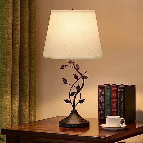 Kakanuo Table Lamp for Living Room, Bedside Lamp for Bedroom, Rustic Lamp