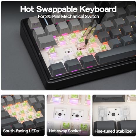 EPOMAKER x Aula F75 Gasket Mechanical Keyboard, 75% Wireless Hot Swappable Gaming Keyboard with Five-Layer Padding&Knob, BT/2.4GHz/USB-C, RGB (Black Gradient, LEOBOG Reaper Switch)