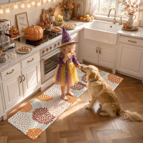 KIMODE Kitchen Mats for Floor Cushioned Anti Fatigue 2PCS Fall Kitchen Rugs