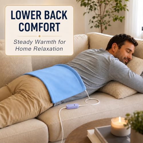 Boncare® Stay-On Small Vinyl Electric Heating Pad for Neck and Shoulders and Back Without Auto-Off, Low & High Heat Levels, Waterproof Hot Heat Pad with Washable Cover (11.5“x13.5, 3-Pack)