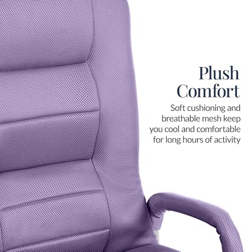 Best Choice Products Swivel Gaming Chair 360 Degree Multipurpose Floor Chair Rocker for TV, Reading, Playing Video Games w/Lumbar Support, Armrest Handles, Adjustable Foldable Backrest - Light Purple