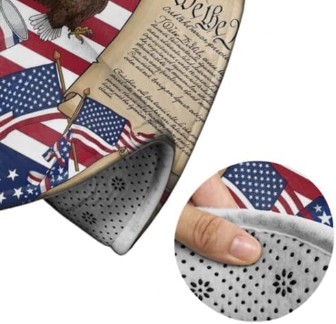 Fashion Round Area Rug Large Non Slip Carpet Unisex Home Decor Mat American Flag Patriotic USA Bald Eagle and Book, 36inch