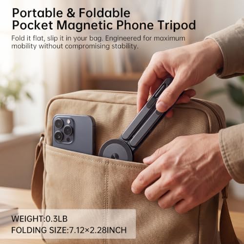 Portable Laptop Stand, 3-in-1 Magnetic Foldable Adjustable, for Desk（Black）