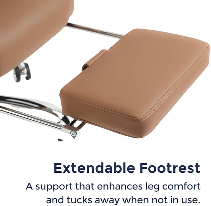 Orbis 4-Point Kneading Heated Massage Office Chair with Foot Rest | 500lbs Big & Tall Ergonomic Executive Desk Chair for Heavy People | Reclining Home Office Computer Chair | Leather Caramel