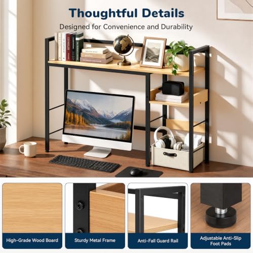 Desk Shelf, 38.6" Desk Hutch for Computer Monitor, Natural
