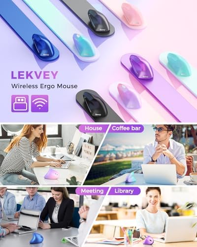 Lekvey Ergonomic Mouse, Rechargeable Vertical Wireless Mouse, Purple
