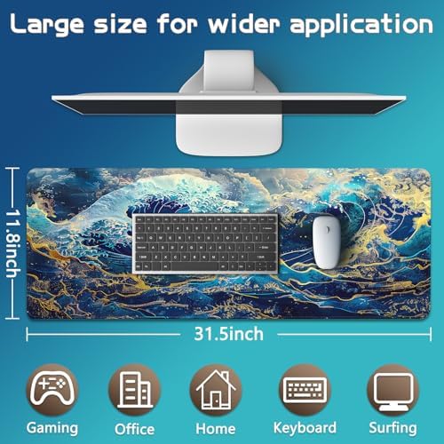 Mouse Pad Gaming - Desk Mat for Keyboard and Mouse - Large Mouse Pads for Desk, Gaming Mousepad with Non-Slip Base, Desks Pad (31.5" X 11.8") for Game, Office and Home