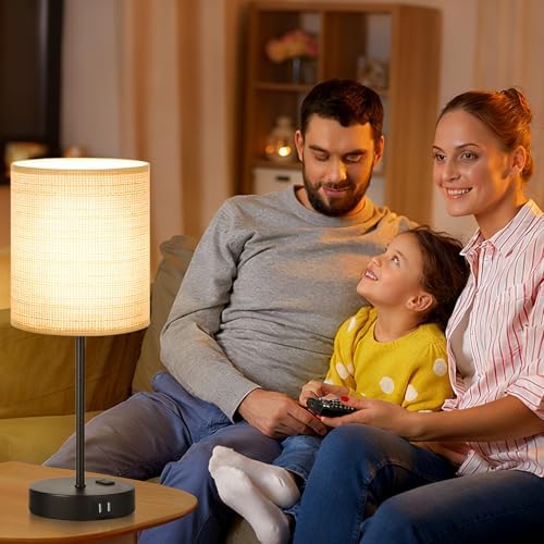 Lynnoland Set of 2 Touch Control Table Lamps, 3-Way Dimmable Bedside Nightstand Lamps for Bedroom Living Room Nursery, 800 Lumens 3000K Warmlight Bulbs Included