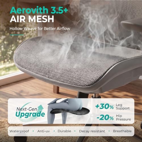 CAPOT Ergonomic Office Chair 400lbs Mesh Seat, High Back Adjustable Lumbar, 90/110/125°Backrest Lock, Flip-up Armrests, 3D Headrest, Computer Desk Gaming Chair with PU Wheels - Gray