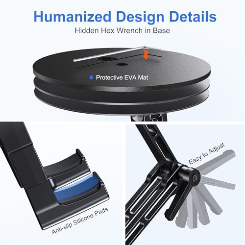 Tablet Stand for Desk, Portable Monitor Stand with Large Clamp up to 18.5"