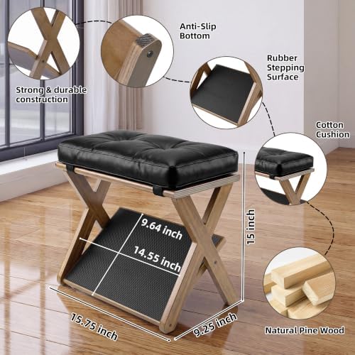 Foot Rest Under Desk at Work, Solid Wood Double Step Footstool