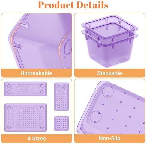 SpaceHacks 15 PCS Plastic Drawer Organizer Set, Drawer Storage Trays