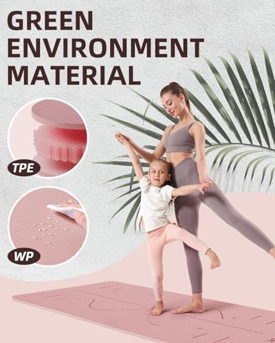 YOTTOY Yoga Mat, 72"x 32"x1/3" Extra Wide Non-Slip Exercise Fitness Yoga Mats,Eco-Friendly TPE Exercise Mats for Women Men Home Workout with Strap Bag