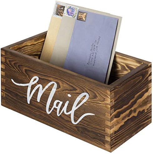 MyGift Rustic Brown Wood Mail Holder, Desktop Organizer with MAIL Design