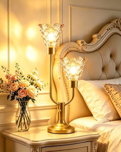 Mid Century Modern Table Lamp Dimmable Vintage Gold Glass Lamp Gift