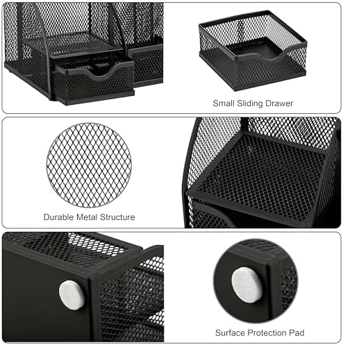 Exerz Desk Organizer 7 Compartment Pencil Holder Office Tidy Caddy Black